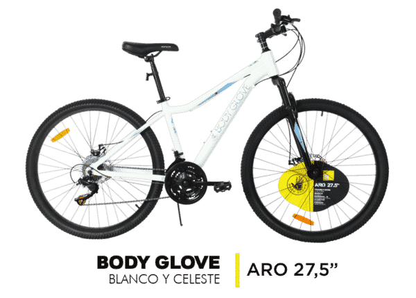 Bicicleta Body Glove Blanco y Celeste Aro 27,5"