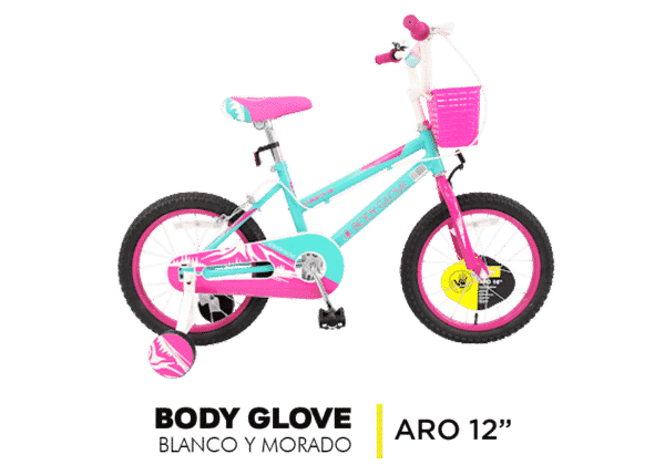 Bicicleta Body Glove ROSADO y Turquesa Aro 12"