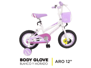 Bicicleta Body Glove Blanco y Morado Aro 12"