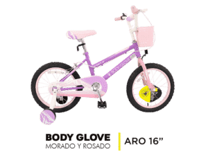 Bicicleta Body Glove Morado y Rosado Aro 16"