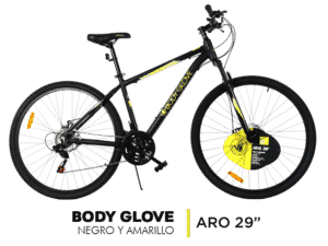 Bicicleta Body Glove Negro y Amarillo Aro 29"