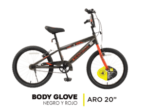 Bicicleta Body Glove Negro y Rojo Aro 20"