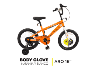 Bicicleta Body Glove Naranja y Blanco Aro 16"