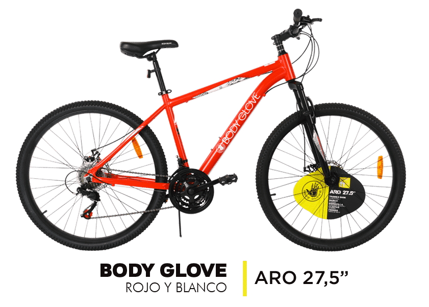Bicicleta adulto, aro 27,5″, color rojo y negro, con frenos de
