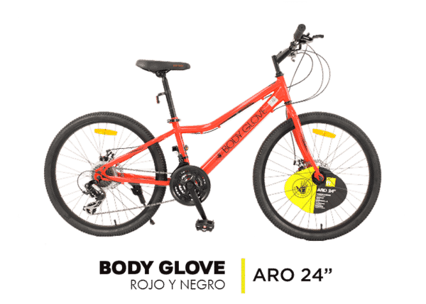 Bicicleta Body Glove Rojo y Negro Aro 24"