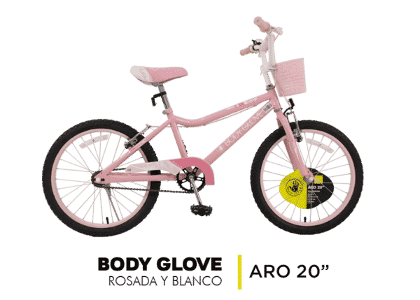 Bicicleta Body Glove Rosada y Blanco Aro 20"