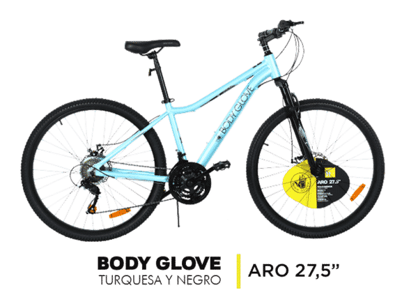 Bicicleta Body Glove Turquesa y Negro Aro 27,5"