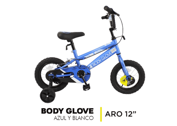 Bicicleta Body Glove Azul y Blanco Aro 12"