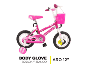 Bicicleta Body Glove Rosada y Blanco Aro 12"