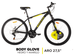 Bicicleta Body Glove Negro y Amarillo Aro 27,5"