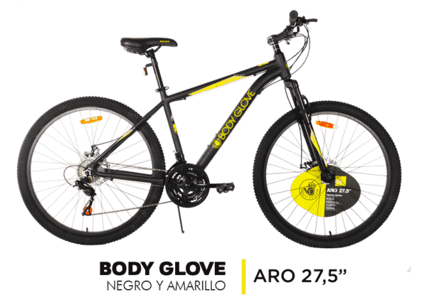 Bicicleta Body Glove Negro y Amarillo Aro 27,5"